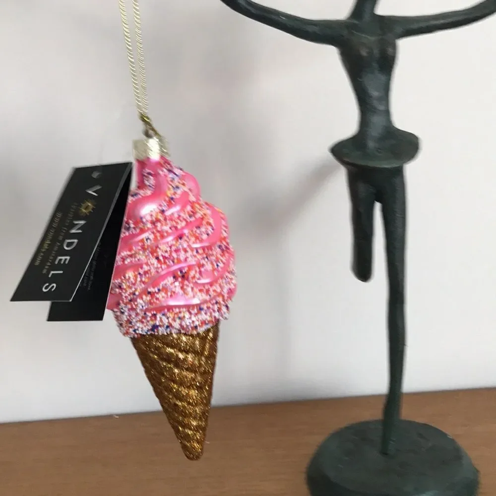 Anthropologie Vondels Ice Cream Cone Ornament Set of Two.